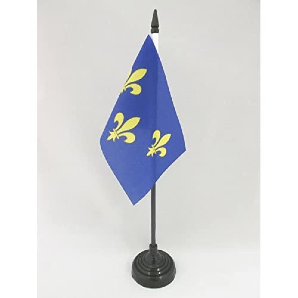 AZ FLAG - Fleur-de-lis multi Blue and Gold Table Flag 4'' x 6'' - French Royal Office Mini Banner 100% Polyester 15 x 10 cm - Mini Desk Flag with 10'' Pole and Black Plastic Base