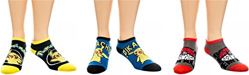 BIOWORLD Pokemon Pikachu and Pokeball Ankle Socks (3 Pack)