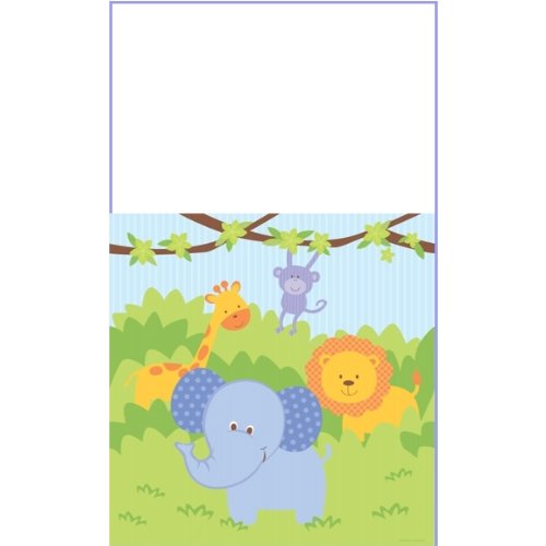 Creative Converting 725027 Celebrations Plastic Table Cover, 48 by 88", Forest Friends, Green/Blue