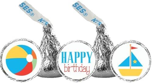 POOL PARTY / BEACH / SUMMER Birthday Party Favor, Chocolate Kisses Stickers / Party Favors