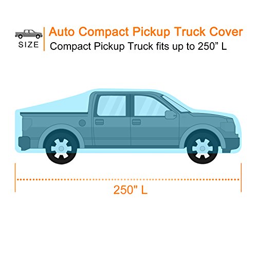 KAKIT 6 Layers Truck Cover - Windproof Waterproof All Weather, for Summer Outdoor, UV Protection, Universal Fit Car Covers for Truck Pickup, Windproof Ribbon & Anti-Theft Lock, Fits up to 242" - Thumbnail 4
