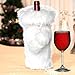 AerWo Faux Fur Wine Bottle Bag, White Christmas Wine Bottle Cover for Winter Holiday party decorations, 13 x 6 inch
