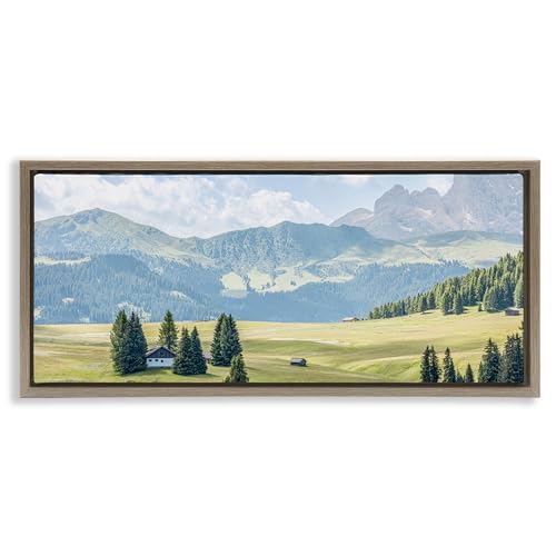 Stupell Industries Solitary Cabin in Valley Brown Framed Floater Canvas Wall Ar…