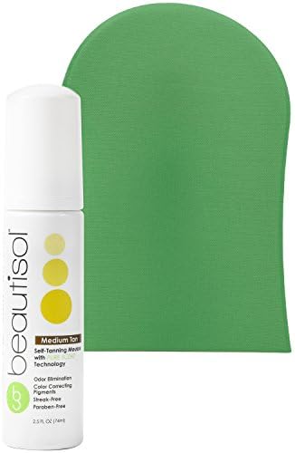 Beautisol Medium Self-Tanning Mousse - Sunless Tanning Bronzer w/Mitt, 2.5 oz