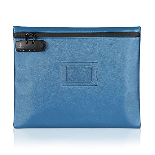 KOSMCCO Heavy Duty Notary Supply Bag with Lock, 13.6 x 10 Inches for All Notary Journal, Stamp, Embosser, Ink Pad and Valuables Storage (Navy Blue, L)
