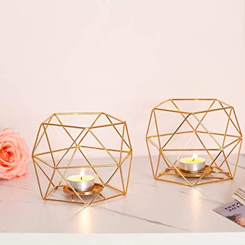 Geometric Gold Candle Holder, Tealight Candlestick Candle Holders Votive Candle Stand for Tables Centerpieces, Wedding Decor, Home Decoration