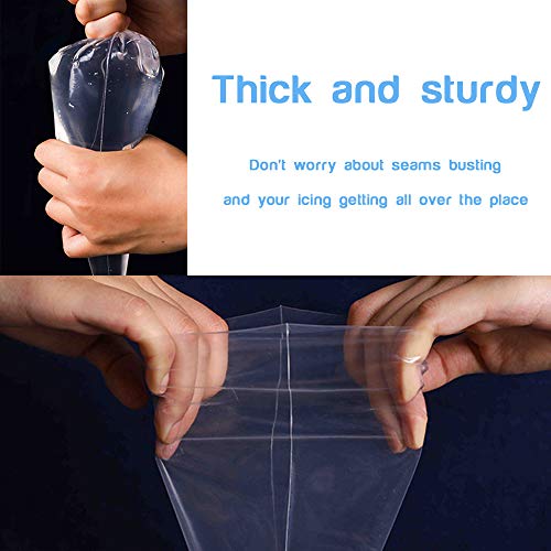 Disposable Piping Bags - Qozary 122 Icing Bags Set - 100 Disposable Pastry Bags & 12 Couplers & 10 Ties – Cupcake/Cake Decorating Supplies Kit for All Sized Tips (16-inch) …
