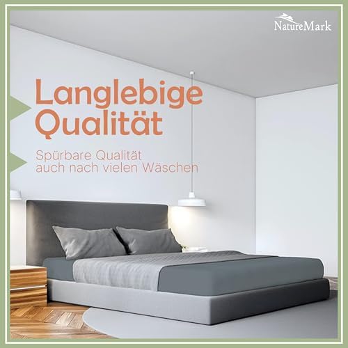 NatureMark Mikrofaser SPANNBETTLAKEN 2er Pack zum Sparpreis! viele Größen und Farben Markenware (Bettlaken 90x200-100x200 cm, Anthrazit Grau) 4