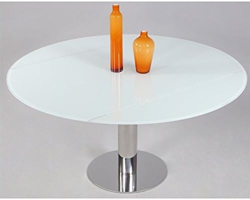 Chintaly Tami Extendable Round Top Dining Table in Stainless Steel