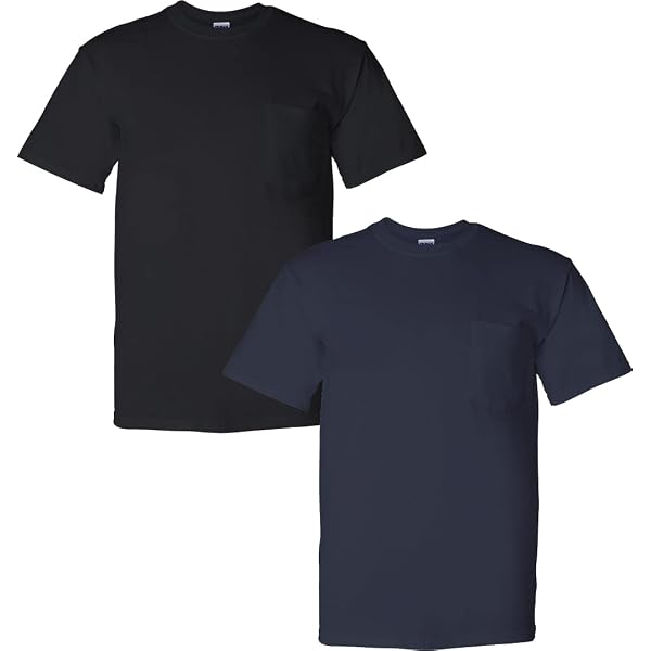 Gildan Classic Maglietta Uomo G500 - 100% Cotone, 150g, Colore Nero/Erica Navy, Taglia M