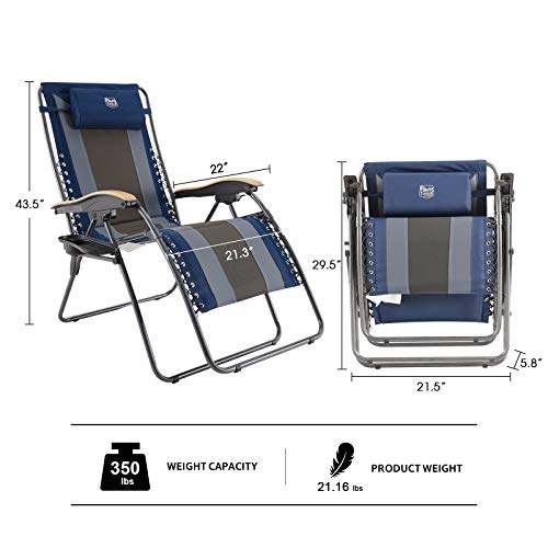 TIMBER RIDGE Zero Gravity Chair Oversized Recliner 350lbs Capacity Patio Lounge Chair Padded
