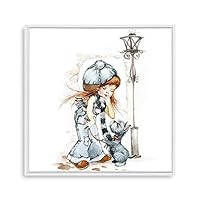 Framed Canvas Wall Art Cartoon Pattern Canvas Prints Home Artwork Decoration for Children's Room,Bedroom - 16x16 inches