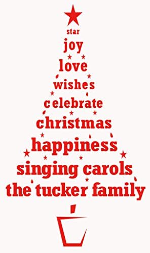 Aiwall M-6R Merry Christmas and Happy New Year Removable Home Decor Wall Stickers Vinyl Decal Mural Art Design for House Decoration ( Red- Star, Joy, Love, Wishes, Singing Carols, the Tucker Family )
