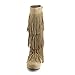 Refresh JOLIN-02 Women's Fringe Moccasin Flat Heel Zipper Under Knee High Boots