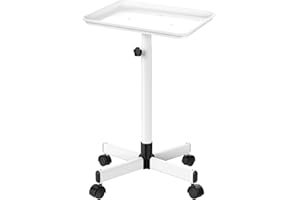 JOSTZHXIN Salon Rolling Tray, Tattoo Tray, Salon Rolling Cart Adjustable Height, SPA Rolling Trolley Tray for Beauty Hairstylist Dental Clinic,White