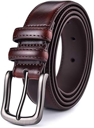 Mens Belt,HW Zone Genuine Leather Dress Belt Classic Casual 1 1/4" Wide Belt With Single Prong Buckle