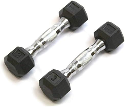 Detroit Weight CoDWC Hex Dumbbells (Pairs), Rubber Coated for Crossfit, Personal Training, Commercial and Personal Training Gyms, (3-120lb Pairs)