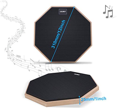 Practice Snare Drum Pad with Stand,12 inch Double Sided Drum Pad Set with Adjustable Percussion Pad Stand,1 pairs of 5A Drum Sticks for Drumming