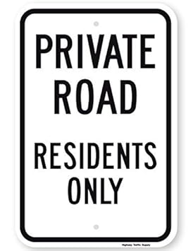 Aersing Private Road Residents Only Sign Black On White Funny Yard