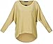 UGET Women's Sweater Casual Oversized Baggy Off Shoulder Loose Fitting Shirts Long Batwing Sleeve Pullover Tops Medium Apricot