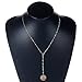 imixlot Women Bohemia Blue Beads with Disc Coin Long Chain Necklace Jewelry