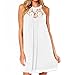 vanberfia Women's Sleeveless Lace Patchwork Loose Casual Mini Chiffon Dress (S, 6332)