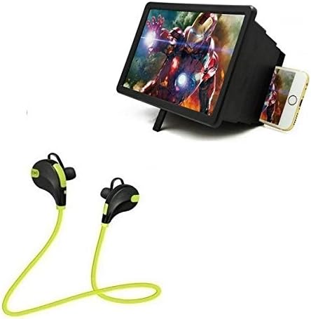 Shaarq F2 Mobile Phone 3D Screen Magnifier Eyes Protection Enlarged Expander with Jogger Headphones Running, Sports Earbuds
