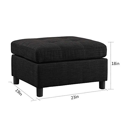 DAZONE Modular Sectional Sofa Assemble 7-Piece Modular Sectional Sofas Bundle Set Cushions, Easy to Assemble Left & Right Arm Chair,Armless Chair, Corner Chair,Ottomans Table Charcoal - Thumbnail 4