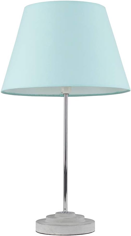 Modern Cement Base and Polished Chrome Stem Table Lamp with a Duck Egg