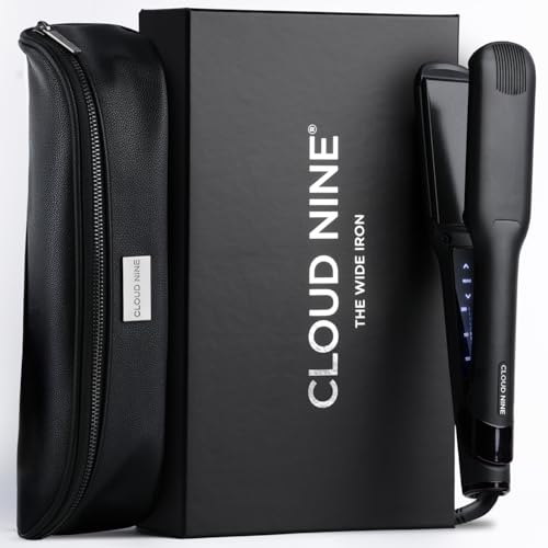 CLOUD NINE The New Wide Hair Straightener | Variable Temperature Control | Revive Mode Mineral Enriched Plates | Digital Display 360° Swivel Cord
