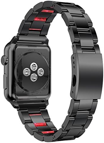QIONGQIONG Iwatch Apple Watch Strap Bracelet Metal Alloy Stainless Steel For Iwatch Series 4/3/2/1, 40Mm/44M/38Mm/42Mm Black Red