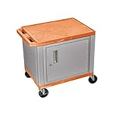 H Wilson Orange Tuffy Plastic Cart with Cabinet and Nickel Legs, WT26ORC4E-N, WT26ORC4E N, WT26ORC4EN