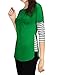 Allegra K Women's 3/4 Sleeves Striped Panel Dolphin Hem Tunic Top Green M