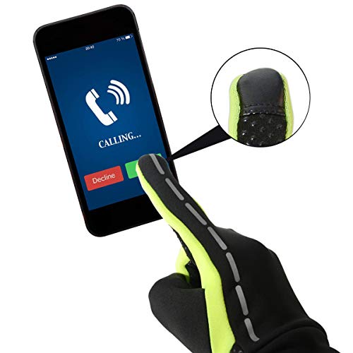 MEYUEWAL Cycling Gloves, Touch Screen Gloves, Waterproof Windproof Gloves, Great for Cycling, Running, Skiing, Mountaineering, Riding or More, Men & Women Warm Gloves Green X-Large (Pair)