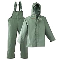 Galeton 7954-XL-GR 7954 Repel Rainwear 0.50 mm PVC 3-Layer Fishermans Rain Suit, Green, X-Large