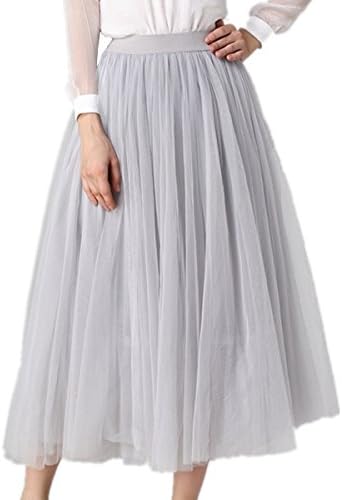 XINUO Women Elastic Waist 4 Layers Gauze Tulle Ball Gown Big Swing OL Long Skirt Spring Summer Midi Night Out Daily Skirts