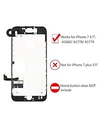 Reemplazo de pantalla preensamblada para iPhone 7 negro, pantalla LCD y digitalizador de pantalla táctil de repuesto para A1660, A1779, A1778 con sensor de proximidad, altavoz auditivo, cámara frontal y herramientas de reparación