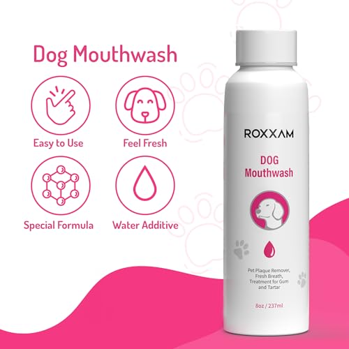 ROXXAM DOG MOUTHWASH: ADVANCED DENTAL CARE WATER ADDITIVE FOR DOGS | KEEP DOG BREATH FRESH AND TEETH CLEAN | SUPPORTS GUM HEALTH | ELIMINATES BAD BREATH, WHITENS TEETH, PREVENTS CAVITIES