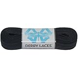 Derby Laces Solid Black - Flat, 10mm Wide, for Boots, Skates, Roller Derby, and Hockey Skates (84 Inch / 213 cm)