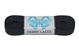 Solid Black 108 Inch Waxed Skate Lace - Derby Laces for Roller Derby, Hockey and Ice Skates, and Boots