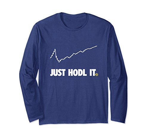 Unisex Crypto Currency Trade Just Hodl it Bitcoin Ethereum Shirt Large Navy