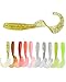 Grub Fishing Lures, Plastic Soft Lure Fishing Gear, Saltwater / Freshwater, 250Pcs 10 Colors