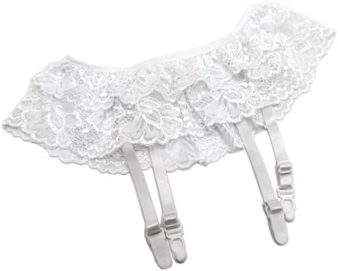 White Sexy Lingerie Double Layer Lace Garter Belt Skirt Stocking Suspender