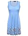 OMEYA WL Women's Summer Casual Loose Mini Dress Print Pleated Sleeveless Sundress A-Line Beach Dresses (L, Blue)