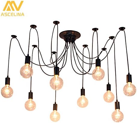 Retro Loft Spider Pendant Light Adjustable Vintage Pendant Lamps Industrial Nordic Ceiling Lamps Edison Light Bulb Loft Classic (12 Heads)