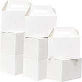 Shallive 15 Pcs Large Treat Boxes 9x6x6 Inches White Gable Gift Boxes with Handle Kraft Lunch Boxes Recycled Paper Gift Bags Take Out Cookie Boxes Welcome Boxes Candy Bags For Wedding Supplies