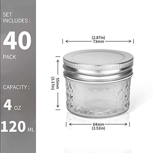 VERONES Mason Jars Canning Jars, 4 OZ Jelly Jars With One Piece Regular