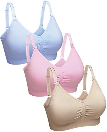 Queence Women's Nursing Bra Maternity Bra Comfortable Sleeping &amp; Breastfeeding With Seamless Wirefree and Removable Pads