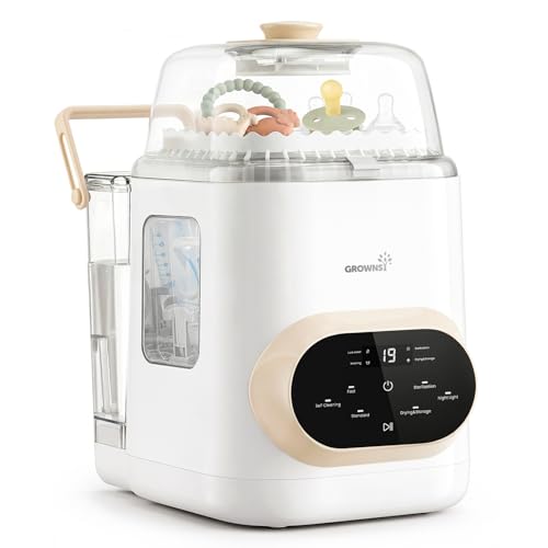 Grownsy EaseClean Pro Bottle Washer | Visible Cleaning Windows | All-in-One Wash, Sterilize & Dry System | 360° High-Pressure Cleaning | for Bottles, Pump Parts & Baby Essentials