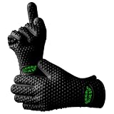 VRP Heat Resistant Silicone BBQ Gloves  Best Protective Insulated Oven, Grill, Baking, Smoker or Cooking Gloves  XXL Replace Your Potholder and Mitts  Five Fingered Waterproof Grip - 3 SIZES